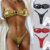 2024 Europe and the United States hot bikini bikini gold top top sexy backless swimsuit bikini bikini