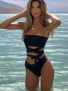 Black High Cut One Piece Swimsuit