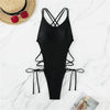 Black High Leg One Piece Swimsuit