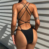 Black High Leg One Piece Swimsuit