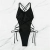 Black High Leg One Piece Swimsuit