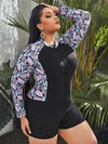 Plus Size Long Sleeve One Piece Swimsuit