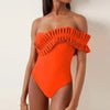 Ruffle Shoulder One Piece Swimsuit