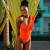 Ruffle Shoulder One Piece Swimsuit