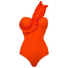 Ruffle Shoulder One Piece Swimsuit