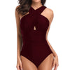 Solid Halter One Piece Swimsuit