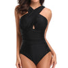 Solid Halter One Piece Swimsuit